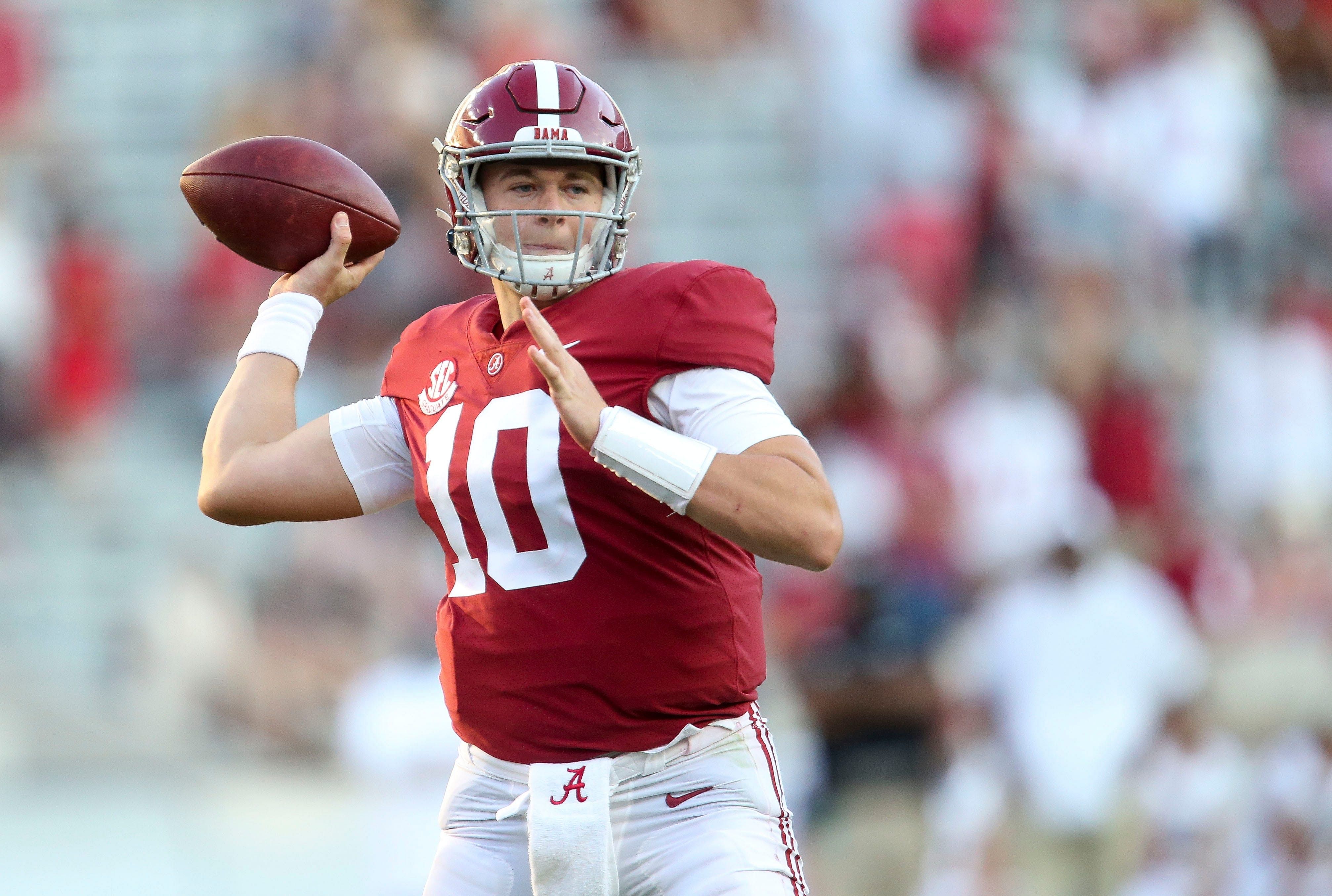 Mac Jones playing college football for Alabama