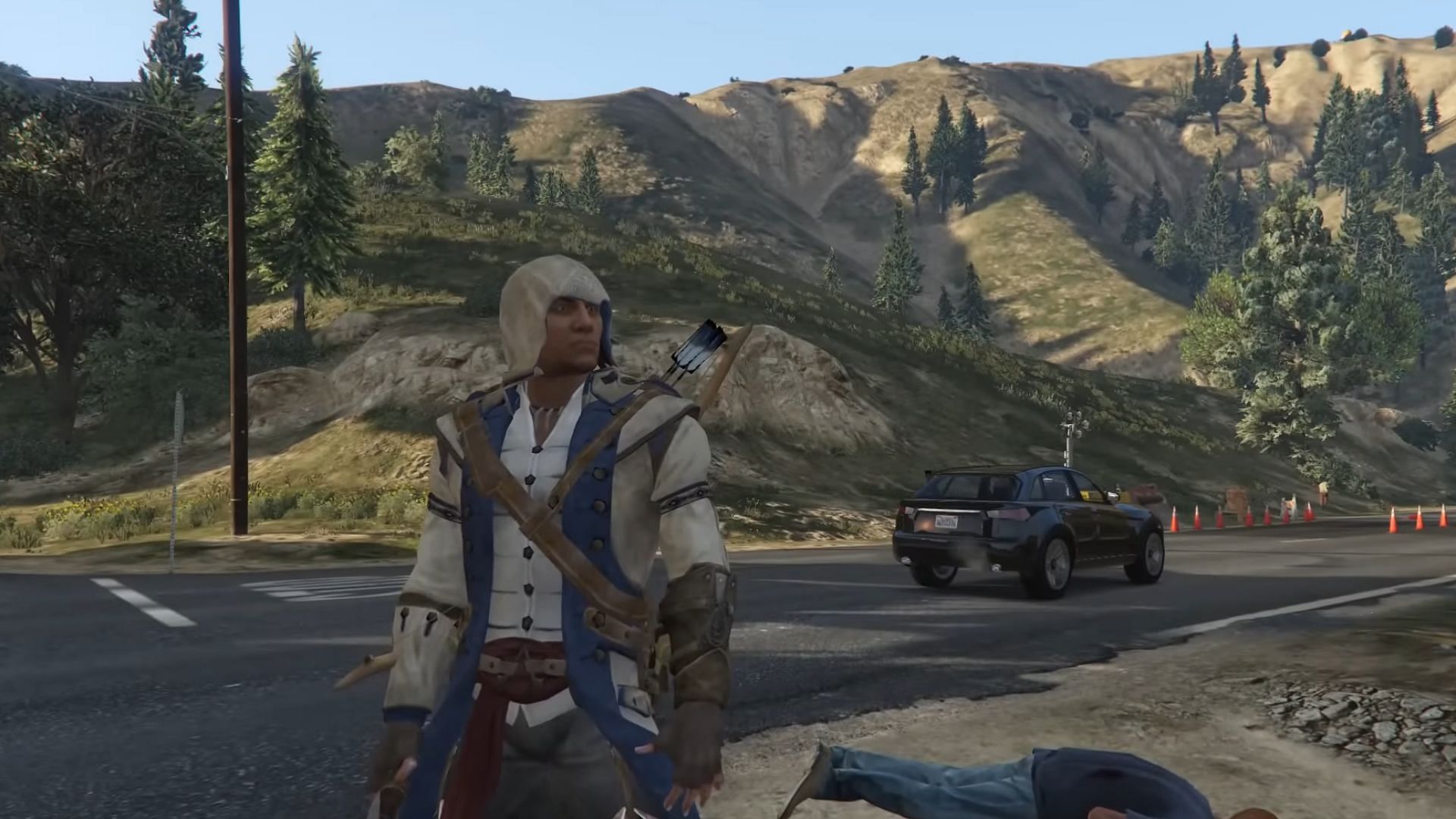 This Assassin&#039;s Creed mod adds Connor to GTA 5. (Image via gta5-mods/RX1StrideR)