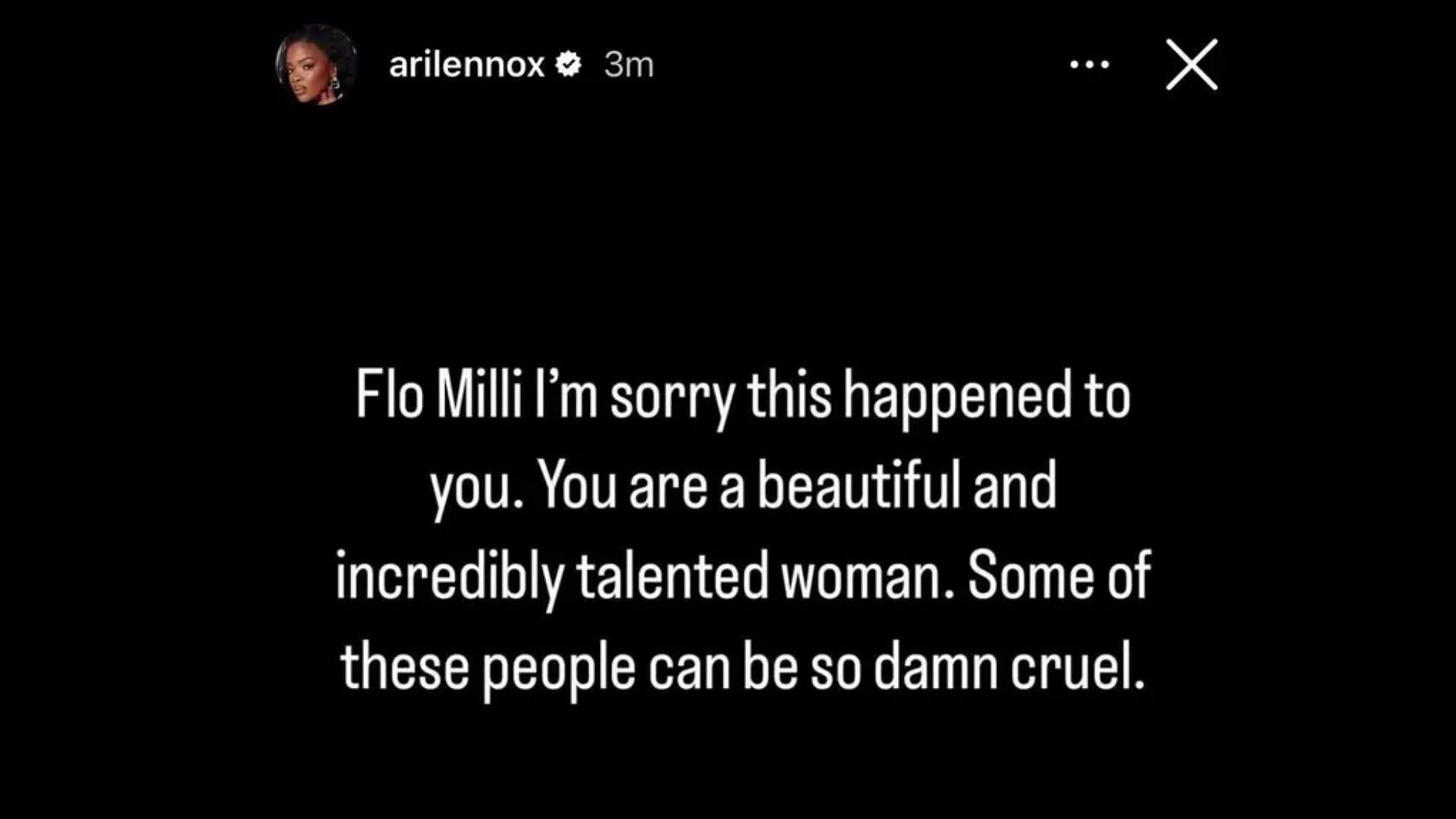 Ari Lennox posts Instagram stories to support Flo Milli (Image via Instagram/@arilennox)