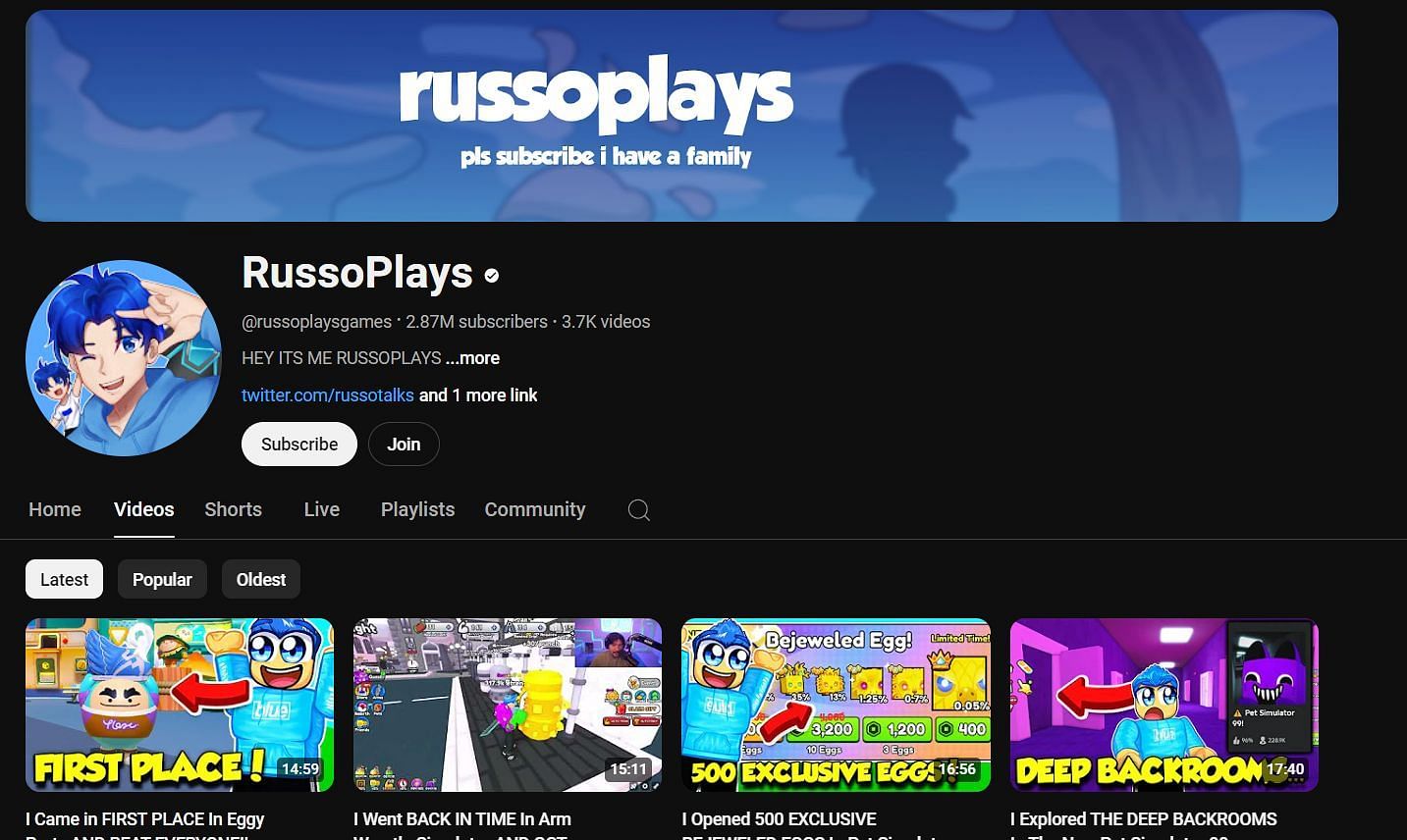 RussoPlays has great content revolving around the platform and its games (Image via YouTube/RussoPlays)