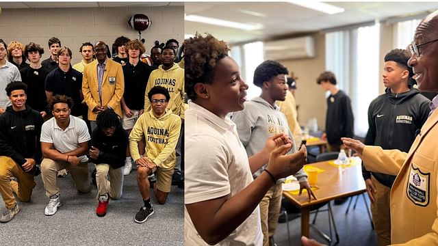 Lynn Swann visited the St. Thomas Aquinas High School