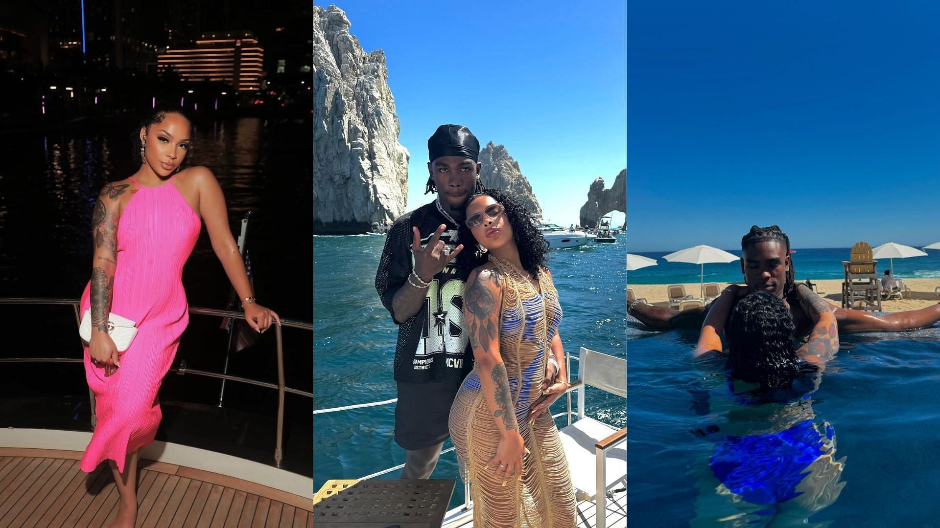 Rashee Rice and his girlfriend Dacoda Nicole Jones on vacation