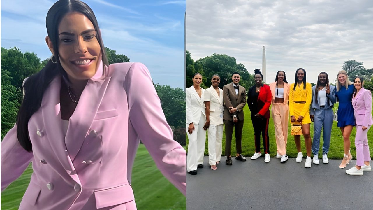 Kelsey Plum &amp; other Aces players don classy outfits for 2023 WNBA Championship celebration at White House