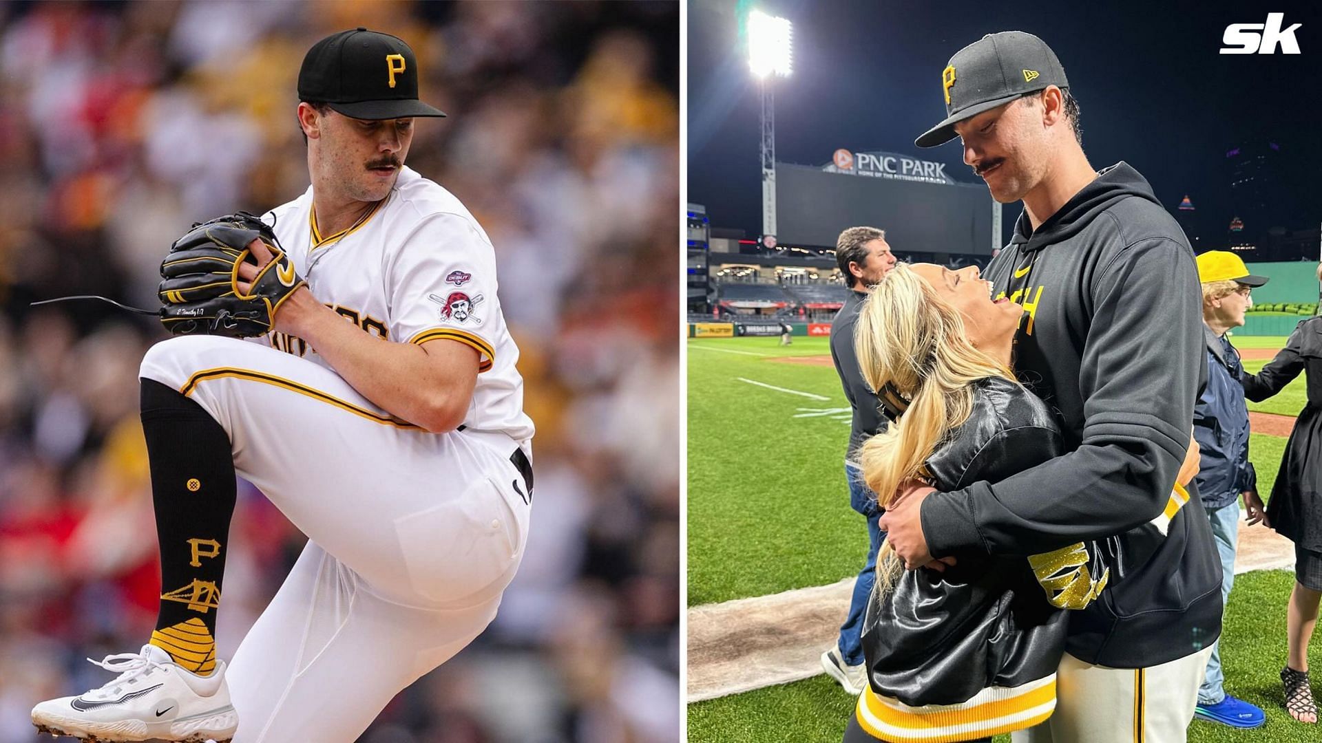 Olivia Dunne and Paul Skenes embraces a moment at PNC Park