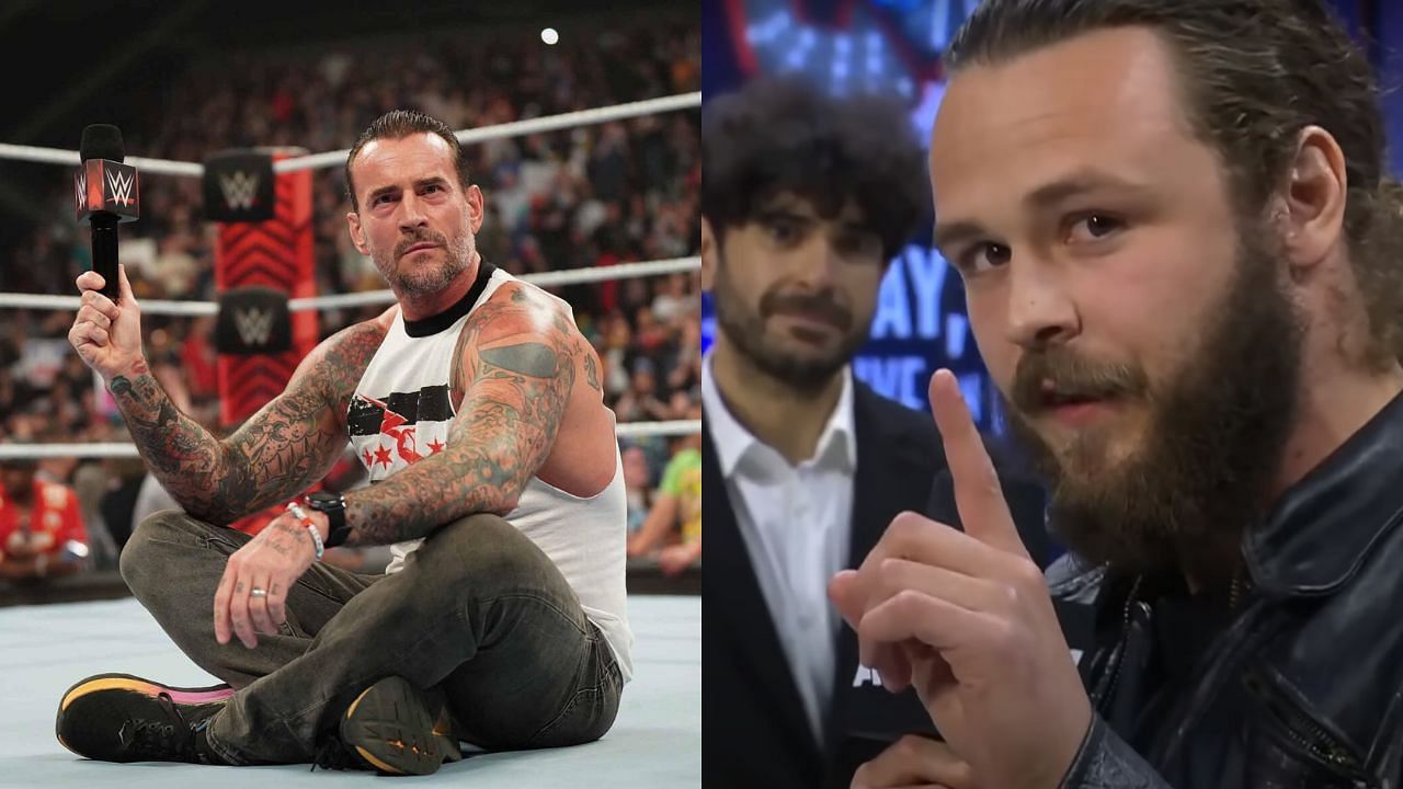 CM Punk (left) and Tony Khan with Jack Perry (right)