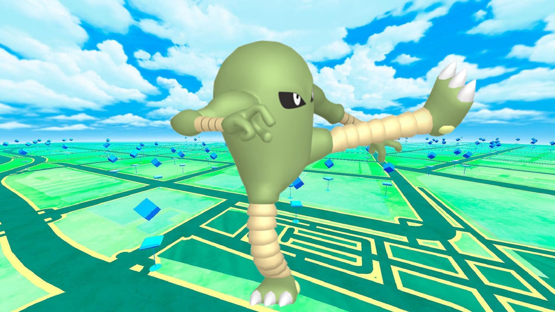 Shiny Hitmonlee has a green coloration compared to its standard counterpart in Pokemon GO (Image via The Pokemon Company)