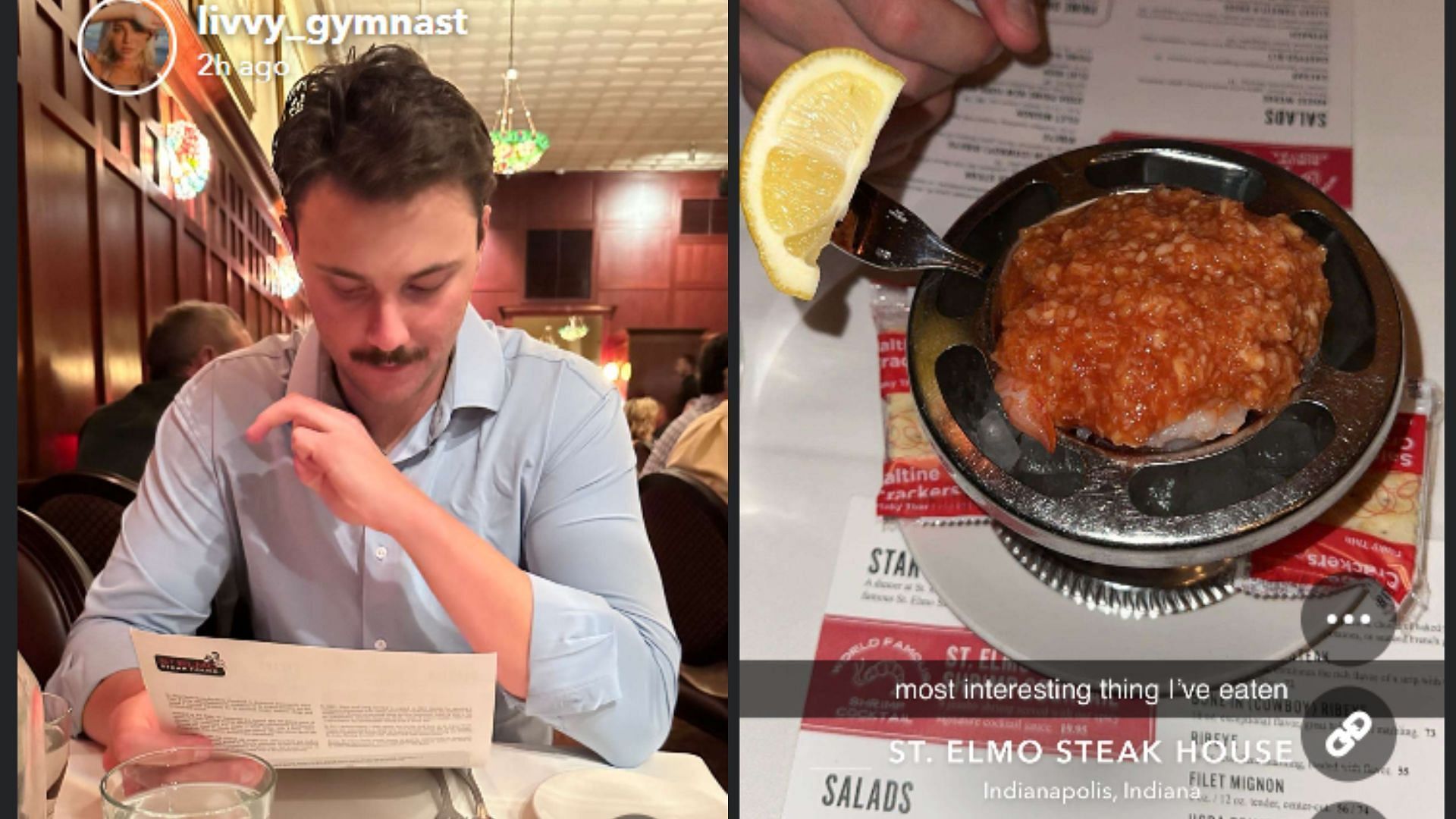 Dunne and Skenes enjoyed a postgame dinner at St. Elmo's