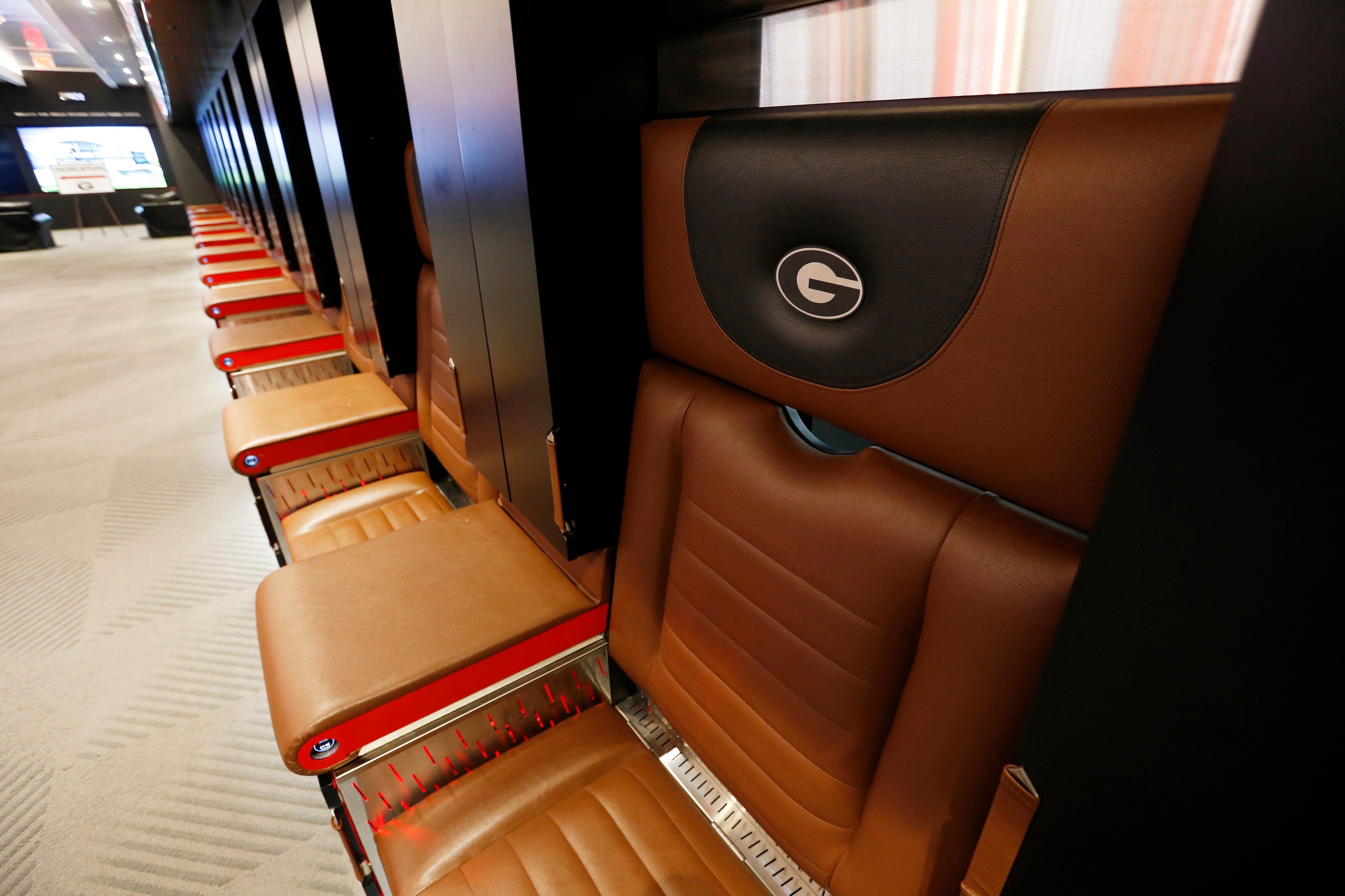 Fancy and personalized chairs are a small touch in Georgia&#039;s top college football facilities.