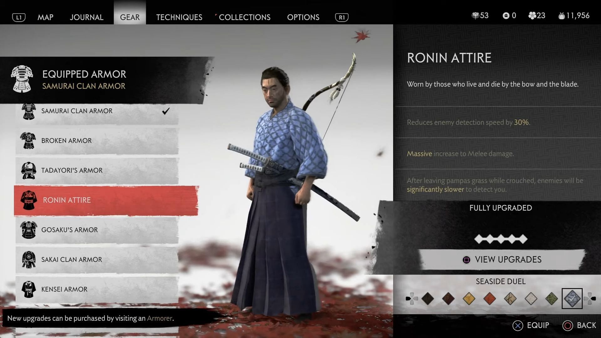Ronin Attire is excellent for stealth (Image via Sucker Punch || YouTube/Enzyme77)