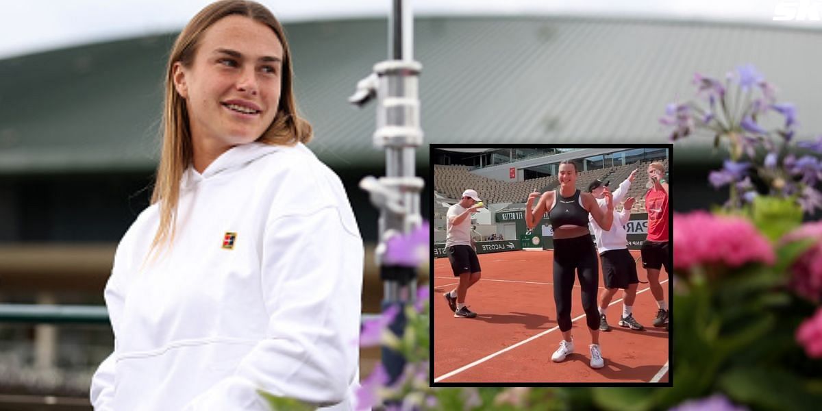 WATCH Aryna Sabalenka dances with her team on court Philippe Chatrier