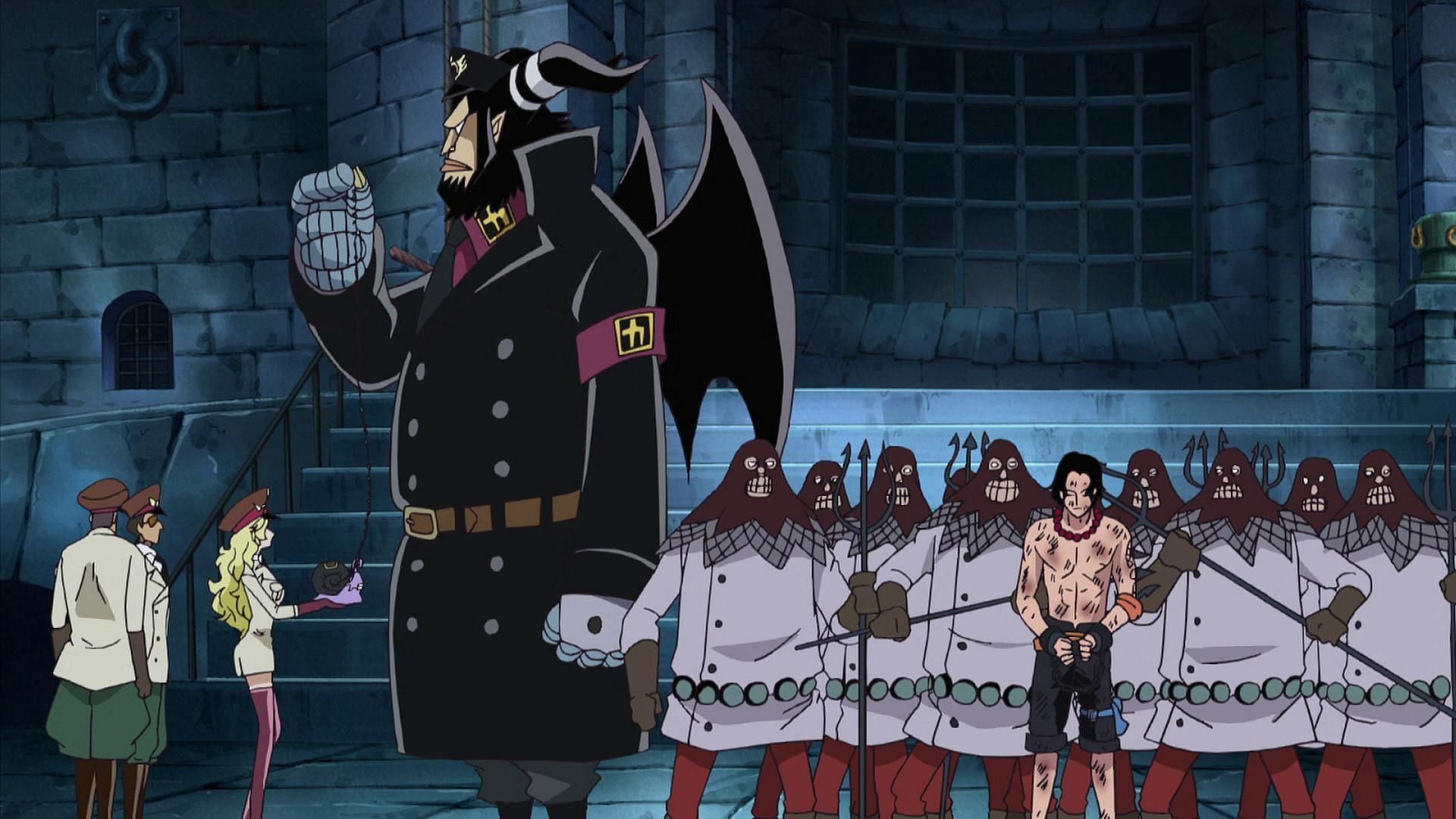 Magellan has to face constant stomach issues as a side effect of his Devil Fruit. (Image via Toei Animation)