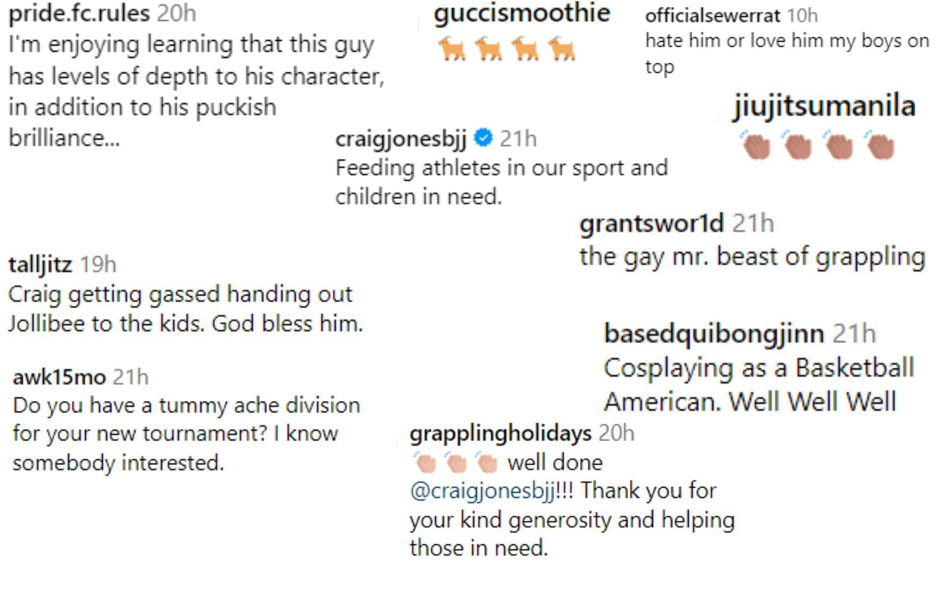 Screenshot of fan reactions to Jones&#039; Instagram post