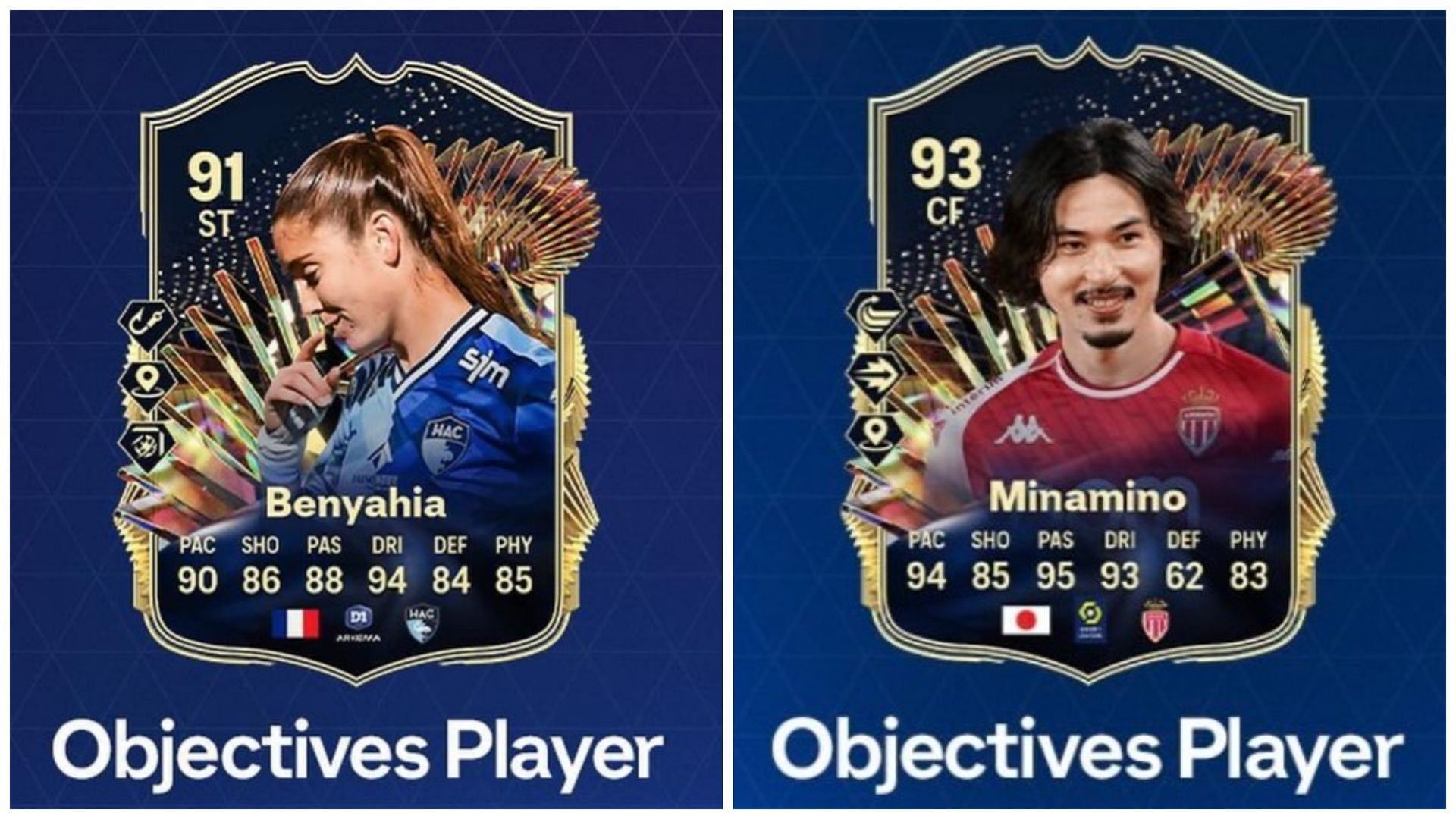 EA FC 24 Minamino TOTS and Benyahia TOTS cards