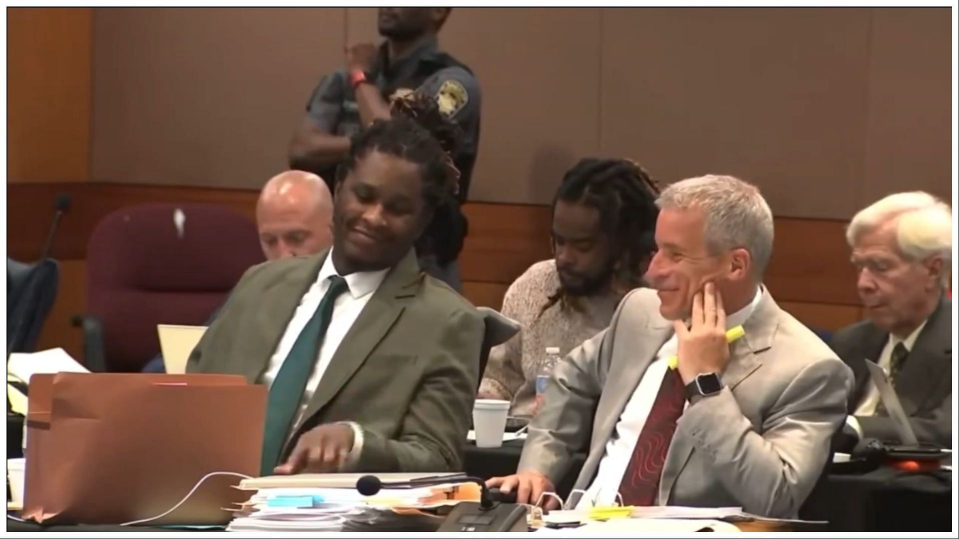 Young Thug vibing on his own song in court, (Image via Debating Hip-Hop/X)