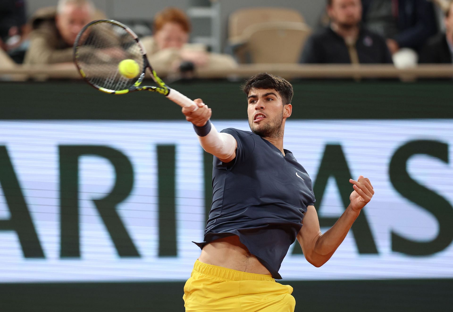 Carlos Alcaraz in action at the 2024 French Open