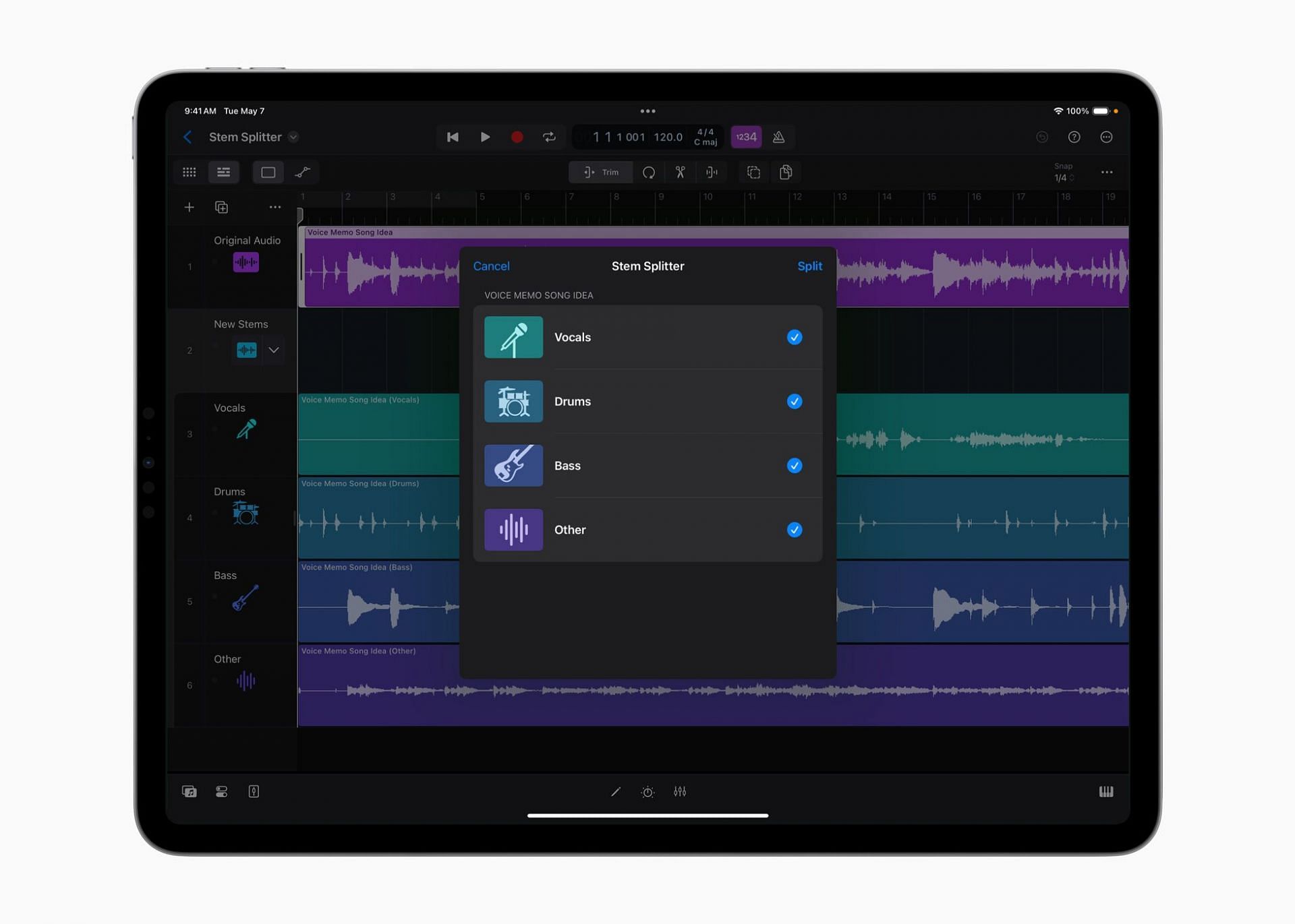 Logic Pro Stem Splitter (Image via Apple)