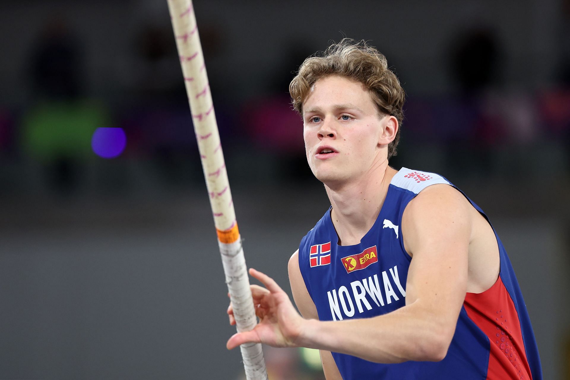 Karsten Warholm at the World Athletics Indoor Championships in Glasgow