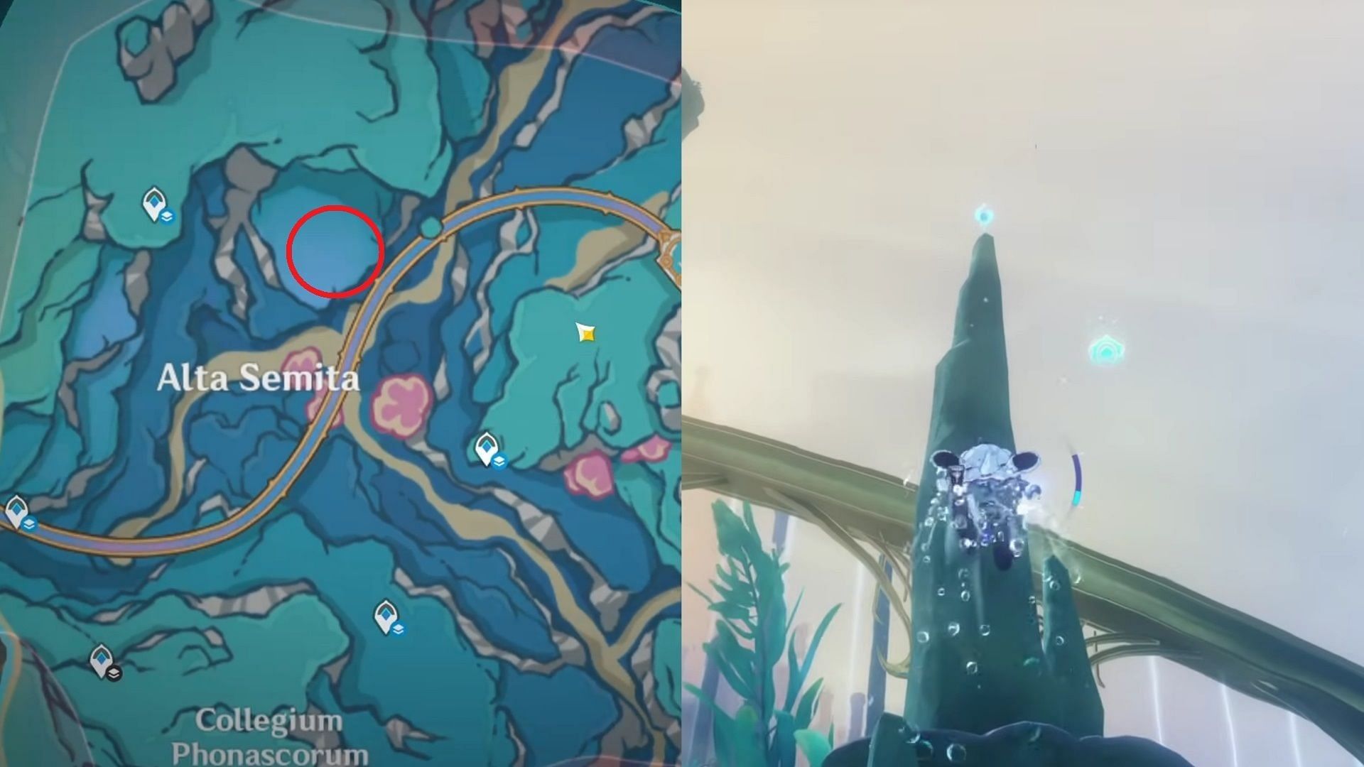 Hydroculus is at the top of the pillar (Image via HoYoverse)