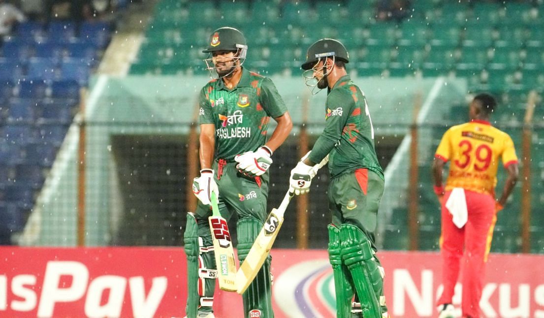 Najmul Hossain Shanto and Litton Das in action (Image Courtesy: X/Bangladesh Cricket)