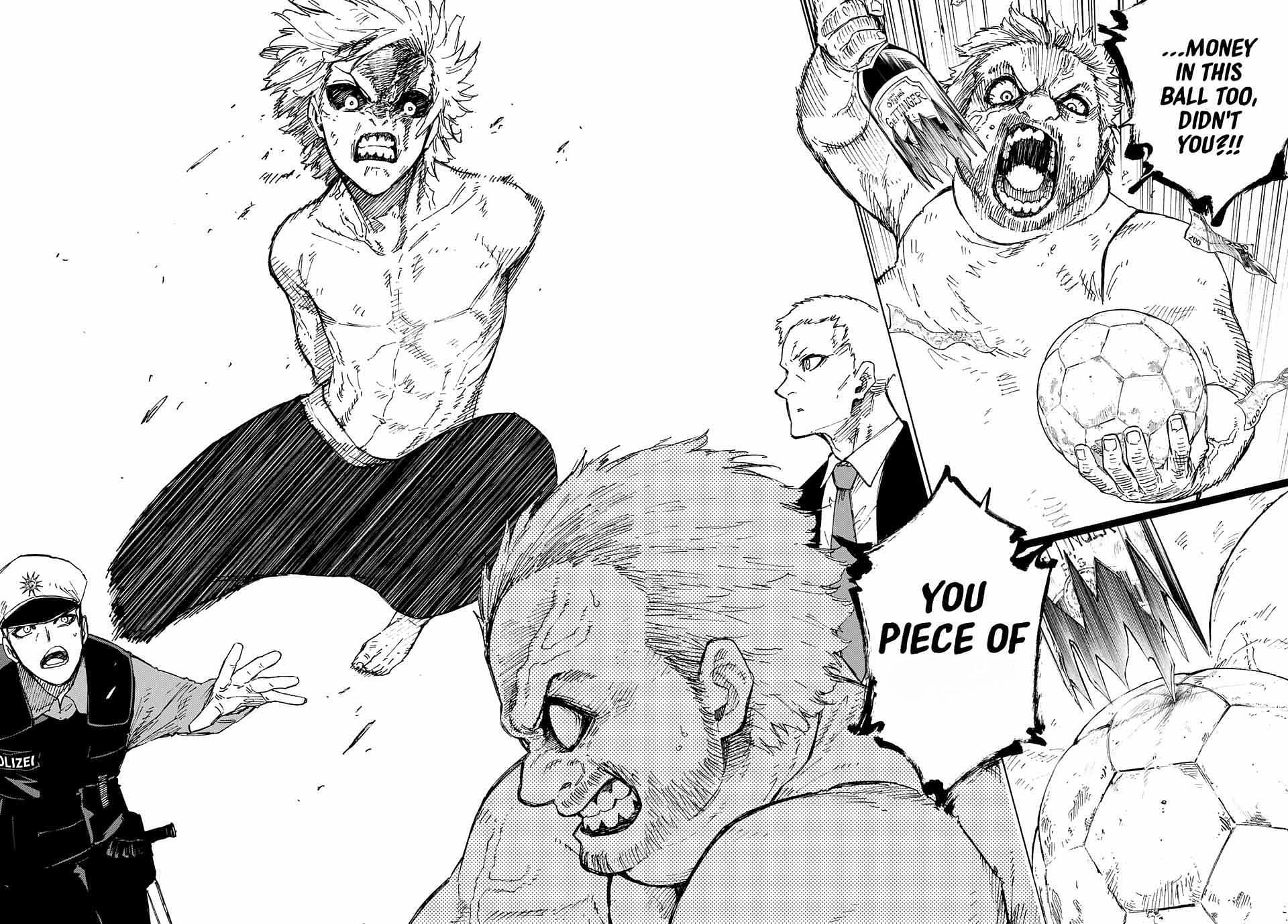 Michael Kaiser kicking his father in the manga (Image via Kodansha)