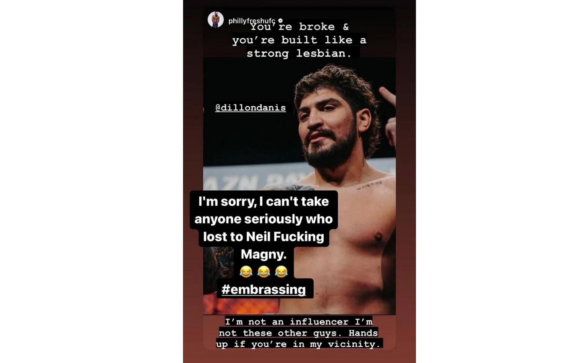 Screenshot from @dillondanis on Instagram