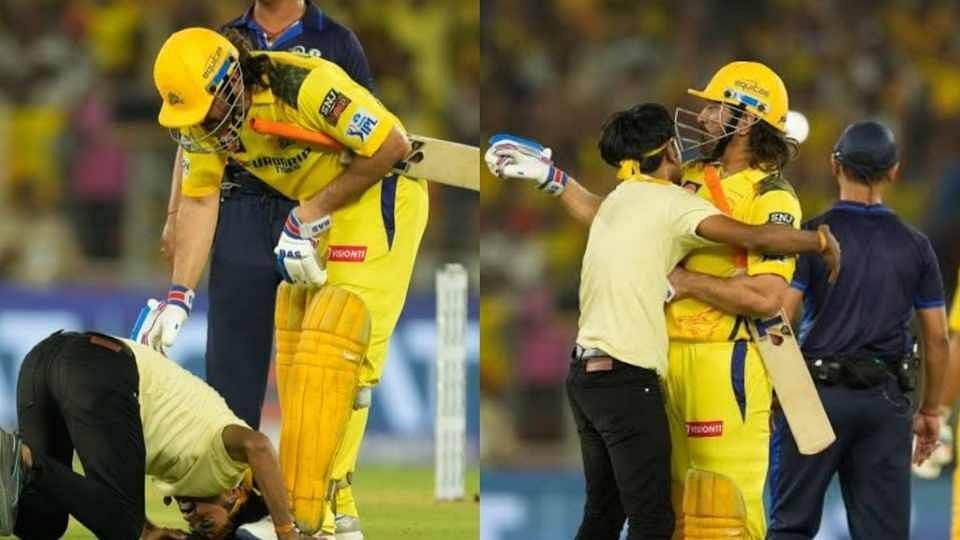 A crazy fan went to meet MS Dhoni in the middle