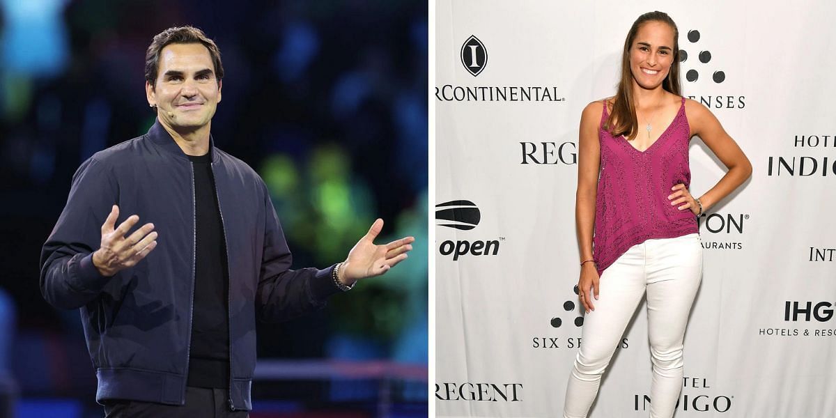Roger Federer (L) and Monica Puig (R)