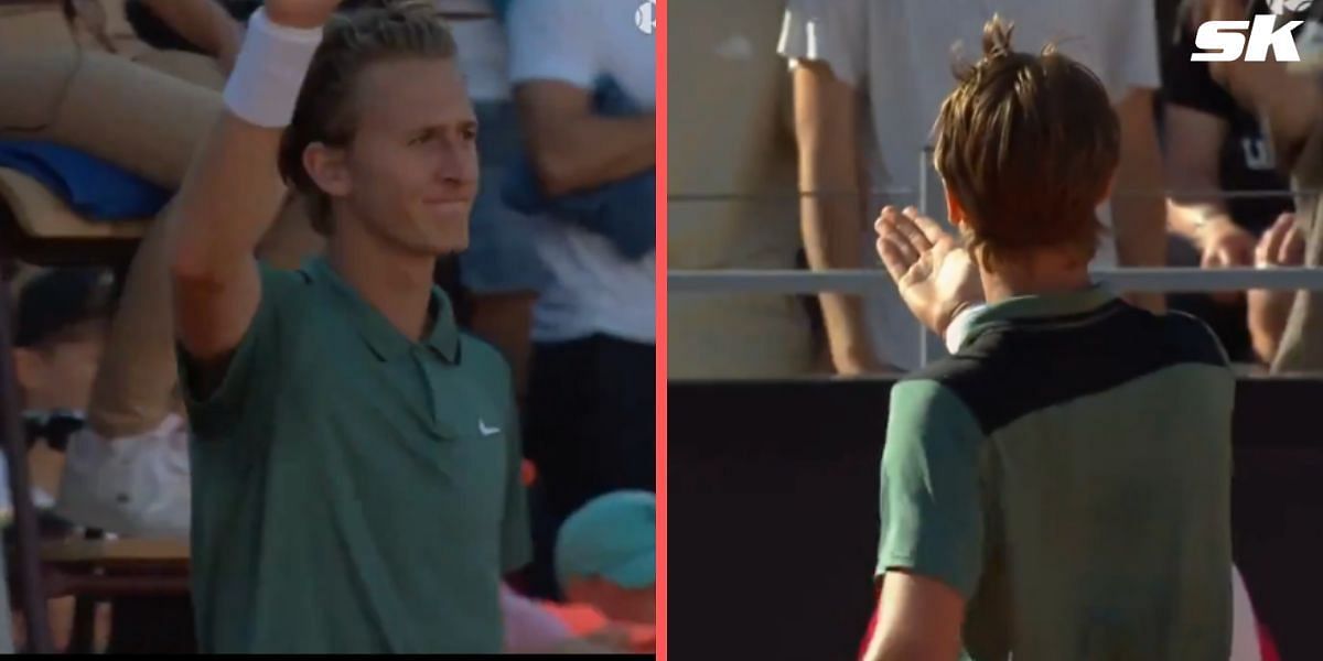 Sebastian Korda celebrating after the win 