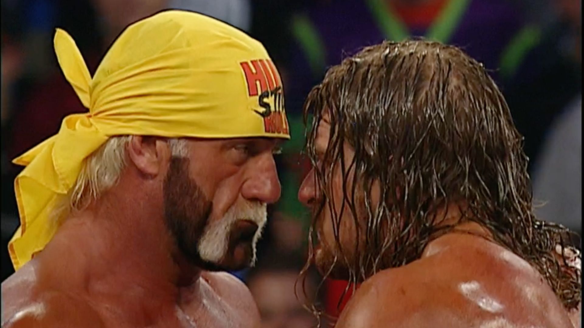 Hulk Hogan and Triple H at WWE Backlash 2002.