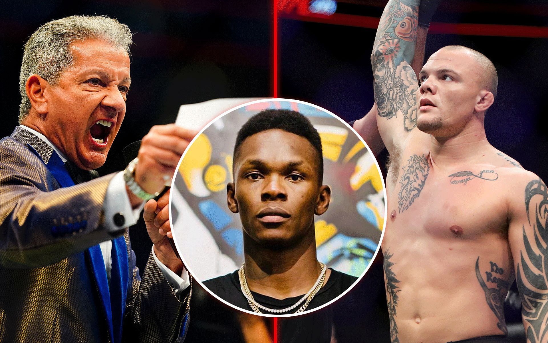 Israel Adesanya reacts to Bruce Buffer