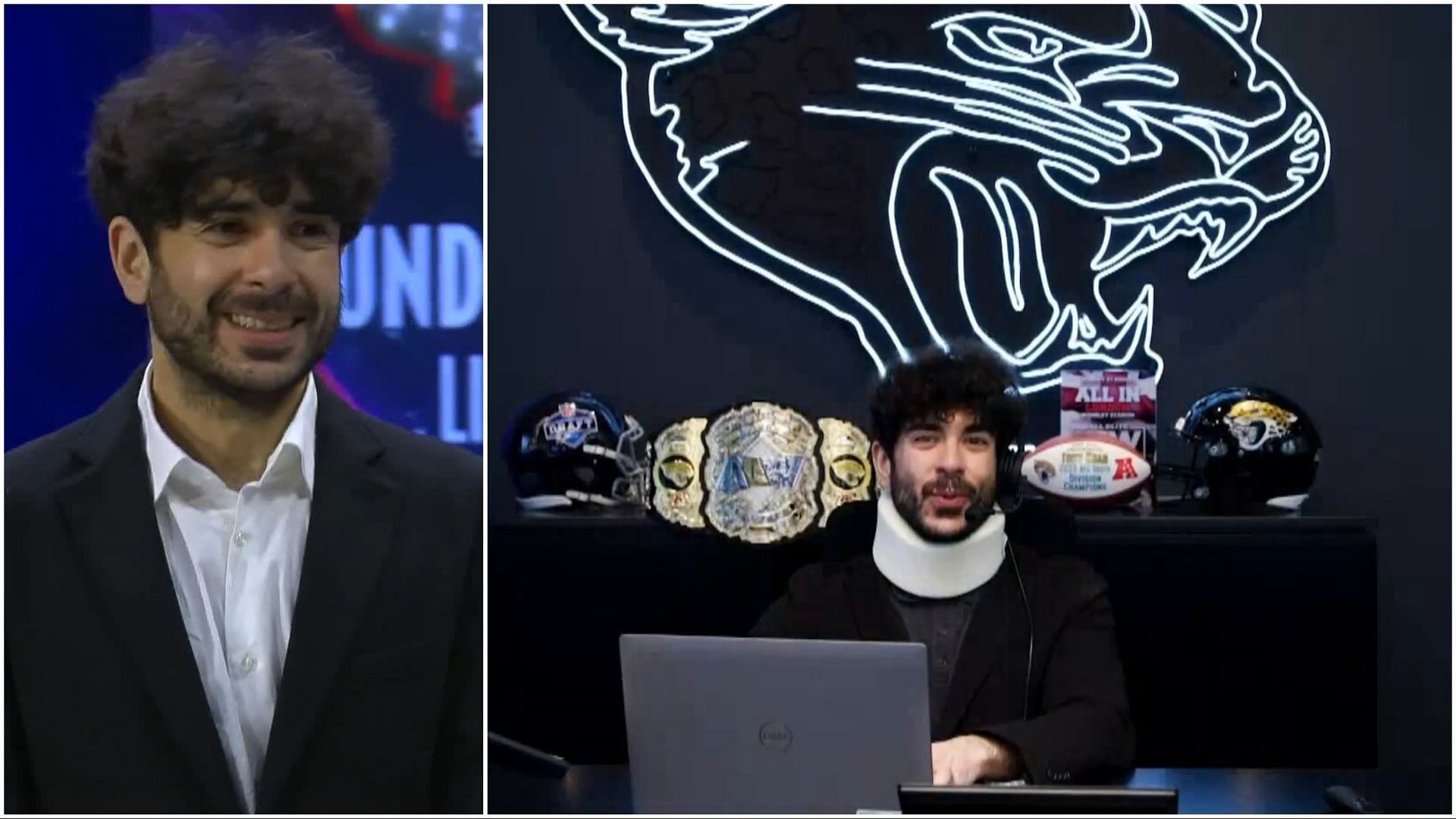 Tony Khan on AEW Dynamite, Khan at his Jacksonville Jaguars office