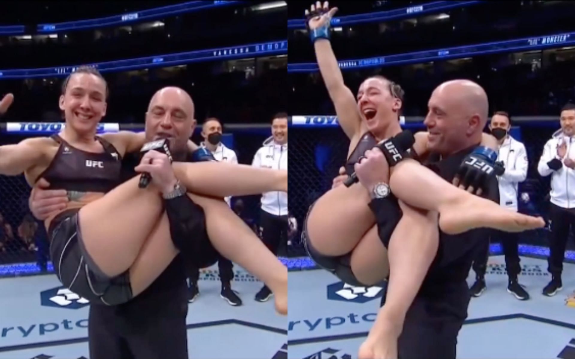 Vanessa Demopoulos addresses jumping-into-arms celebration [Image via: @lilmonsterdemo Instagram via UFC broadcast ] 