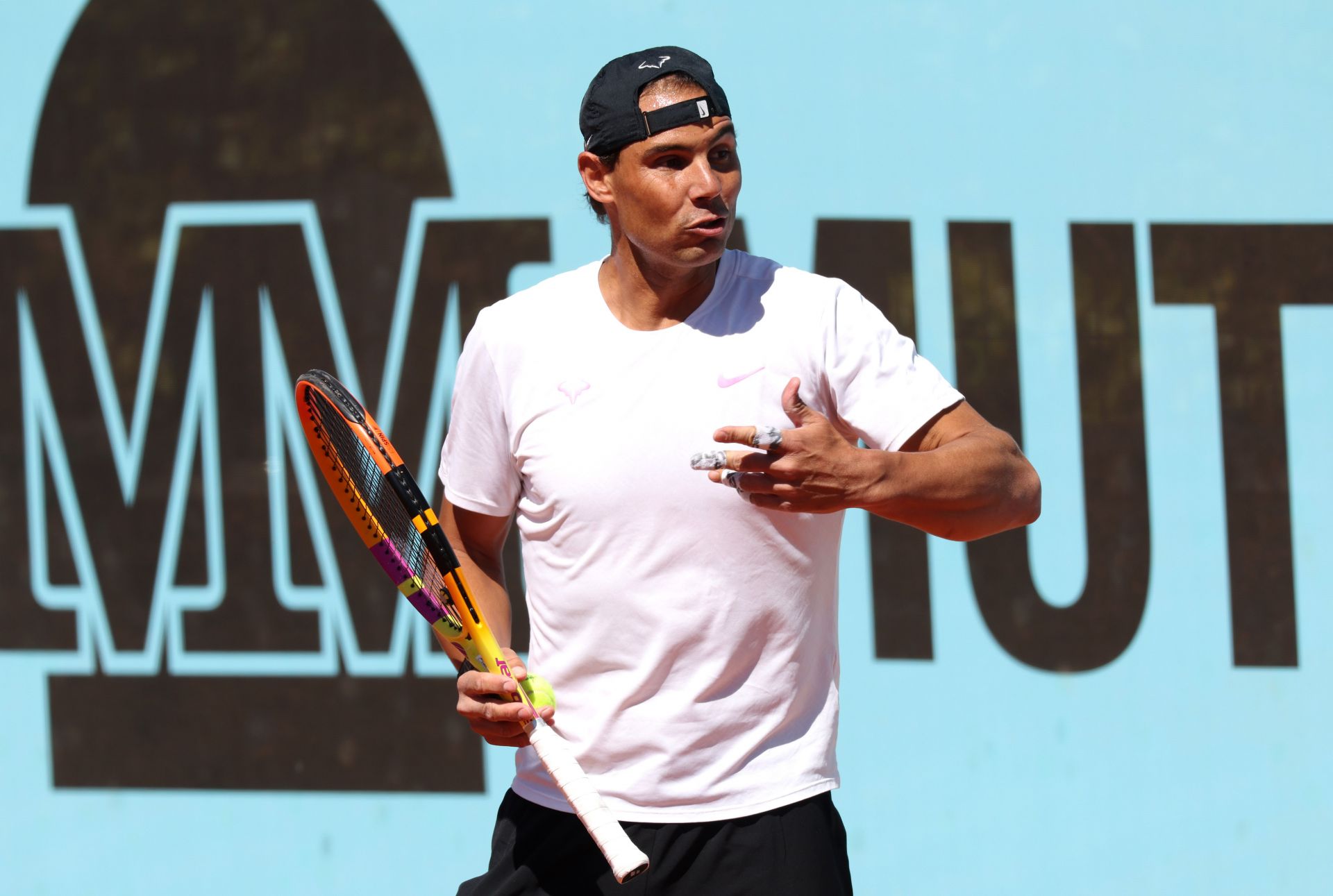 Rafael Nadal during a practice session.