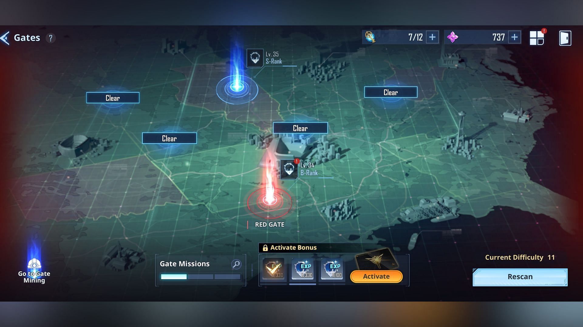 Play the Gates game mode to earn EXP and level up quickly in Solo Leveling Arise. (Image via Netmarble)