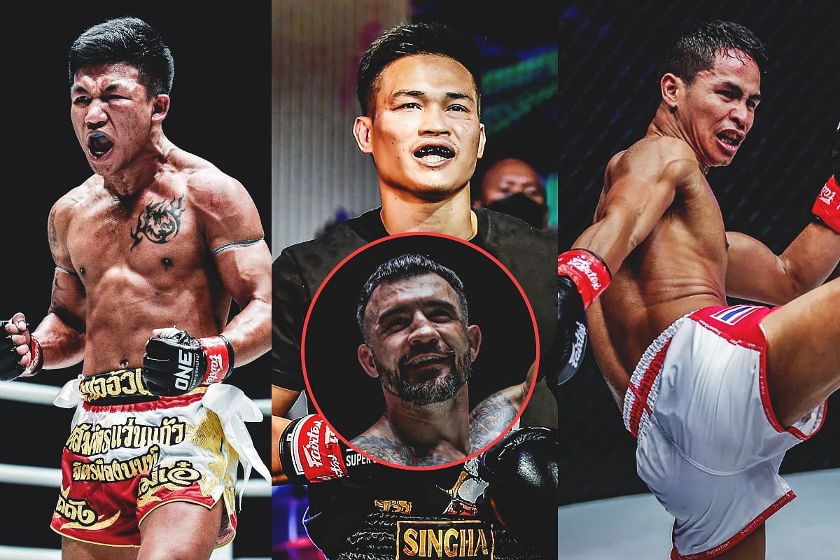 Denis Puric (inset) lists (from left) Rodtang, Petchtanong and Superbon as his favorite Muay Thai fighters today. -- Photo by ONE Championship 