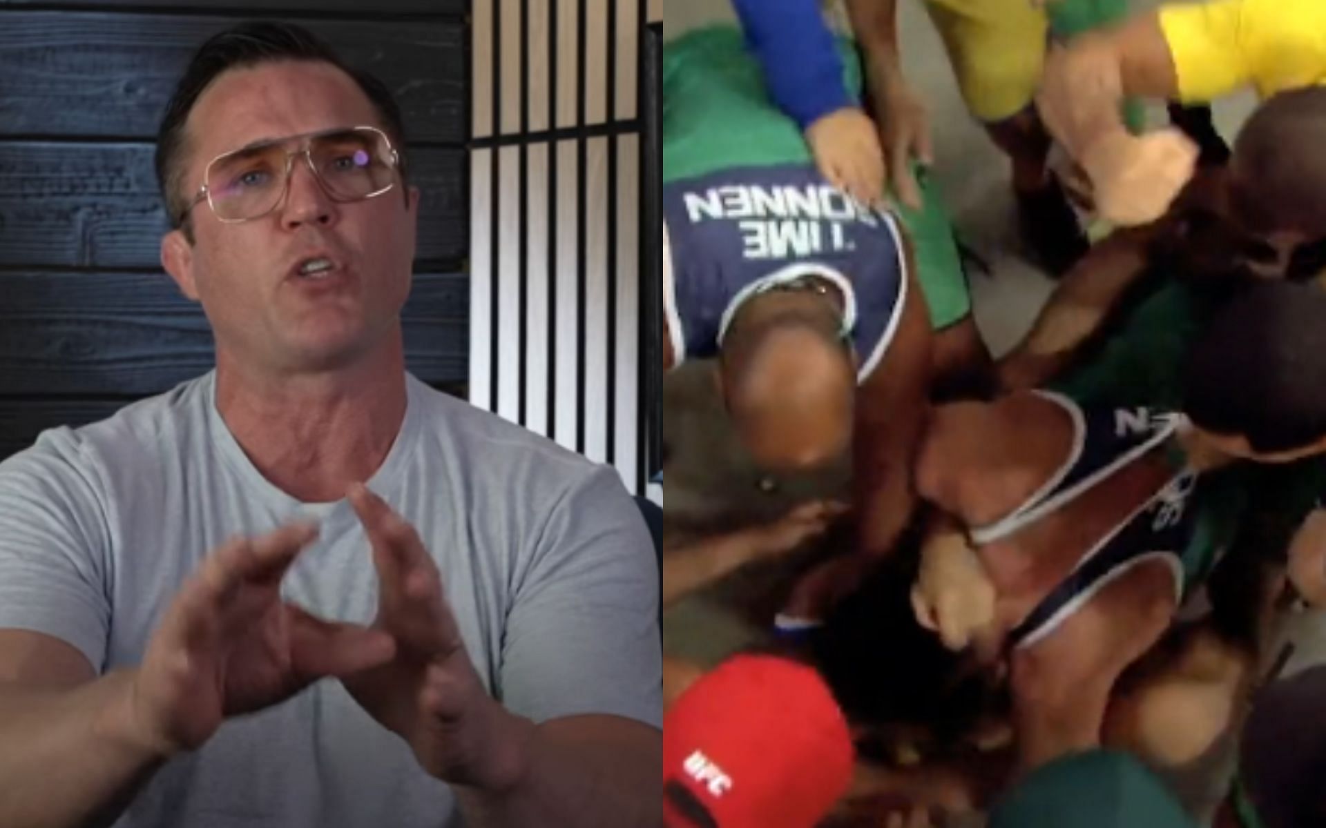 Chael Sonnen shifts narrative on &quot;hating Brazil&quot; by recounting an apology made to his mother [Image courtesy: Chael Sonnen - YouTube, and @UFC_AUSNZ - X]