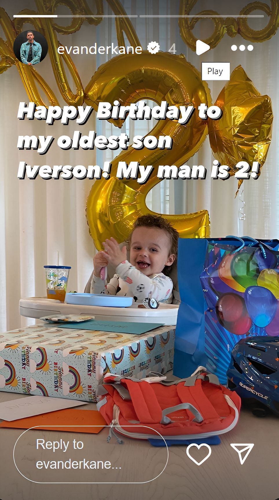 Evander Kane shares Insta story of his oldest son&#039;s second birthday