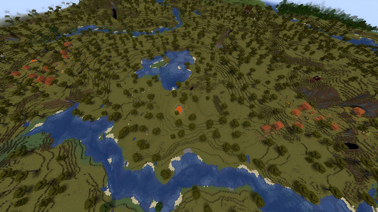 This Minecraft seed offers multiple villages and outposts within walking distance (Image via Mojang)