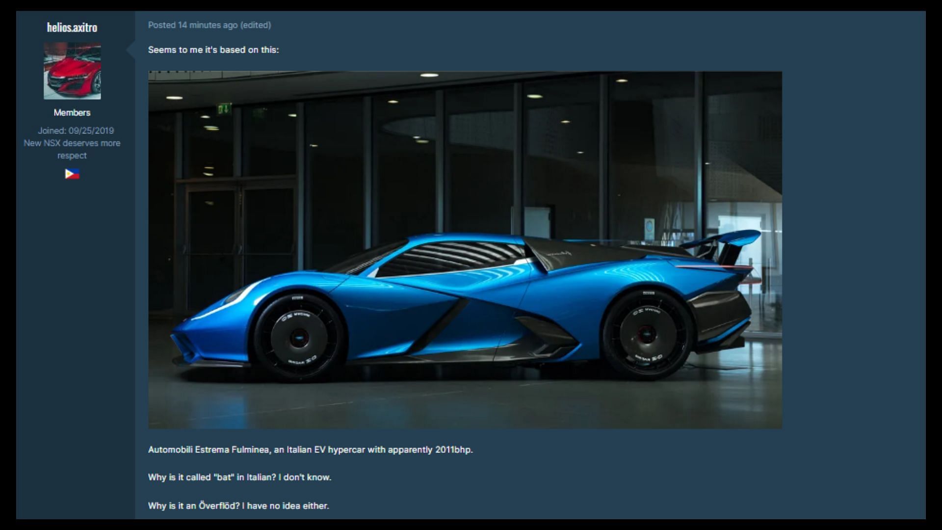 A GTA Online fan thinks the upcoming car might be based on an Italian EV (Image via gtaforums.com)