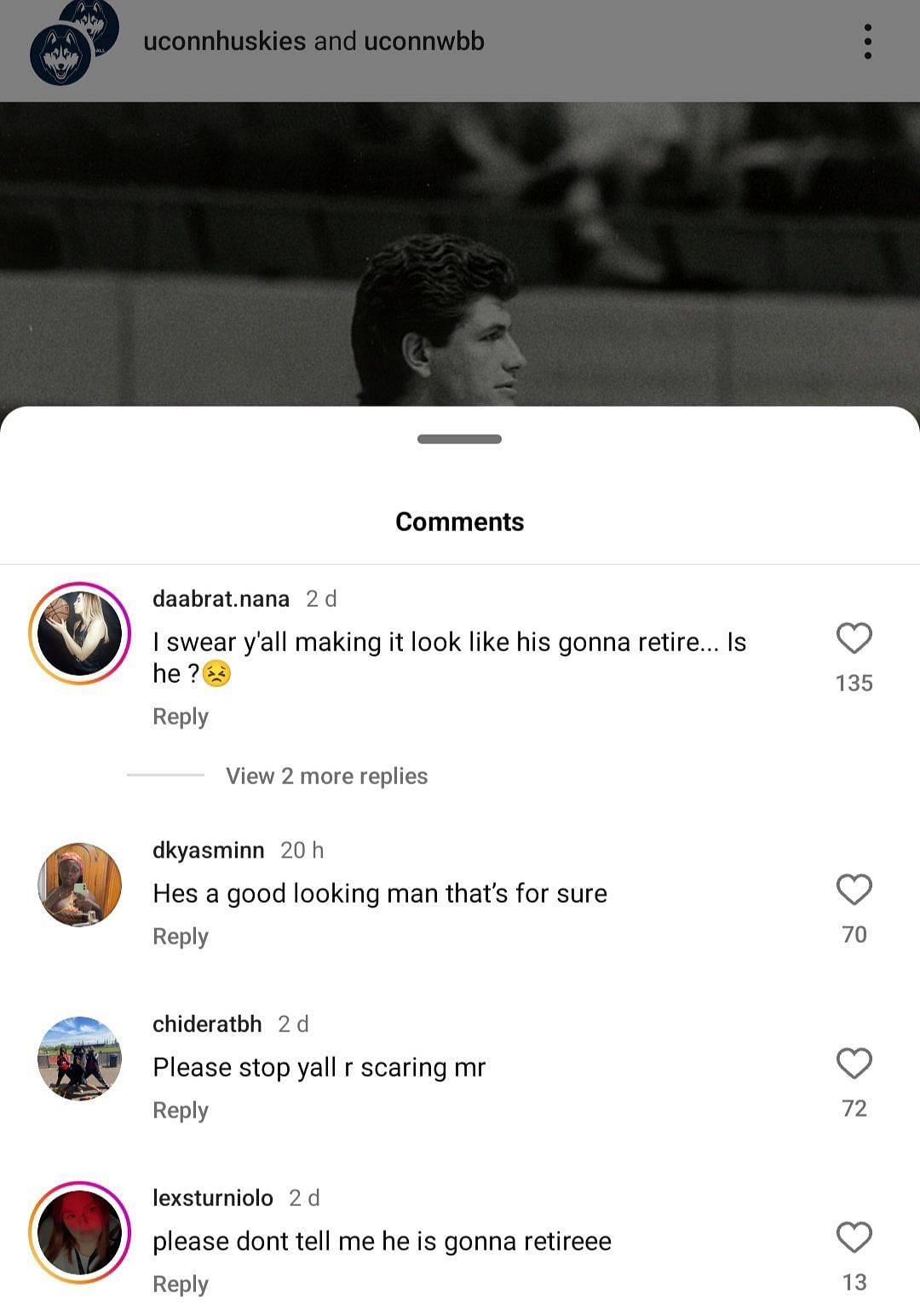 UConn&#039;s IG comment section