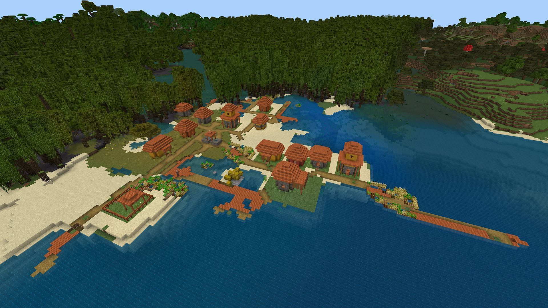 This village is already essentially a swamp village (Image via Mojang)