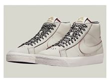 Welcome Skateboarding x Nike SB Blazer Mid "Sail/Dark Beetroot-White" sneakers: Features explored