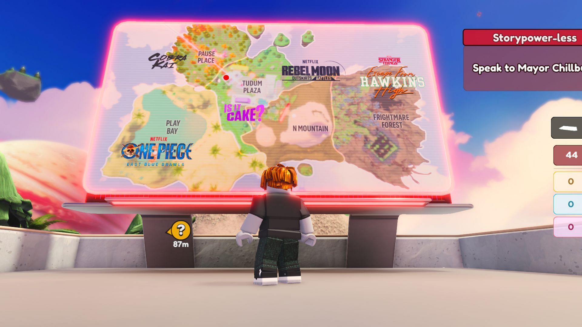 The new Netflix Roblox Digital Theme Park has several popular shows. (Image via Roblox || Sportskeeda)