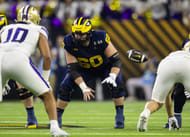 Michigan Wolverines offensive lineman Drake Nugent (60) against the Washington Huskies
