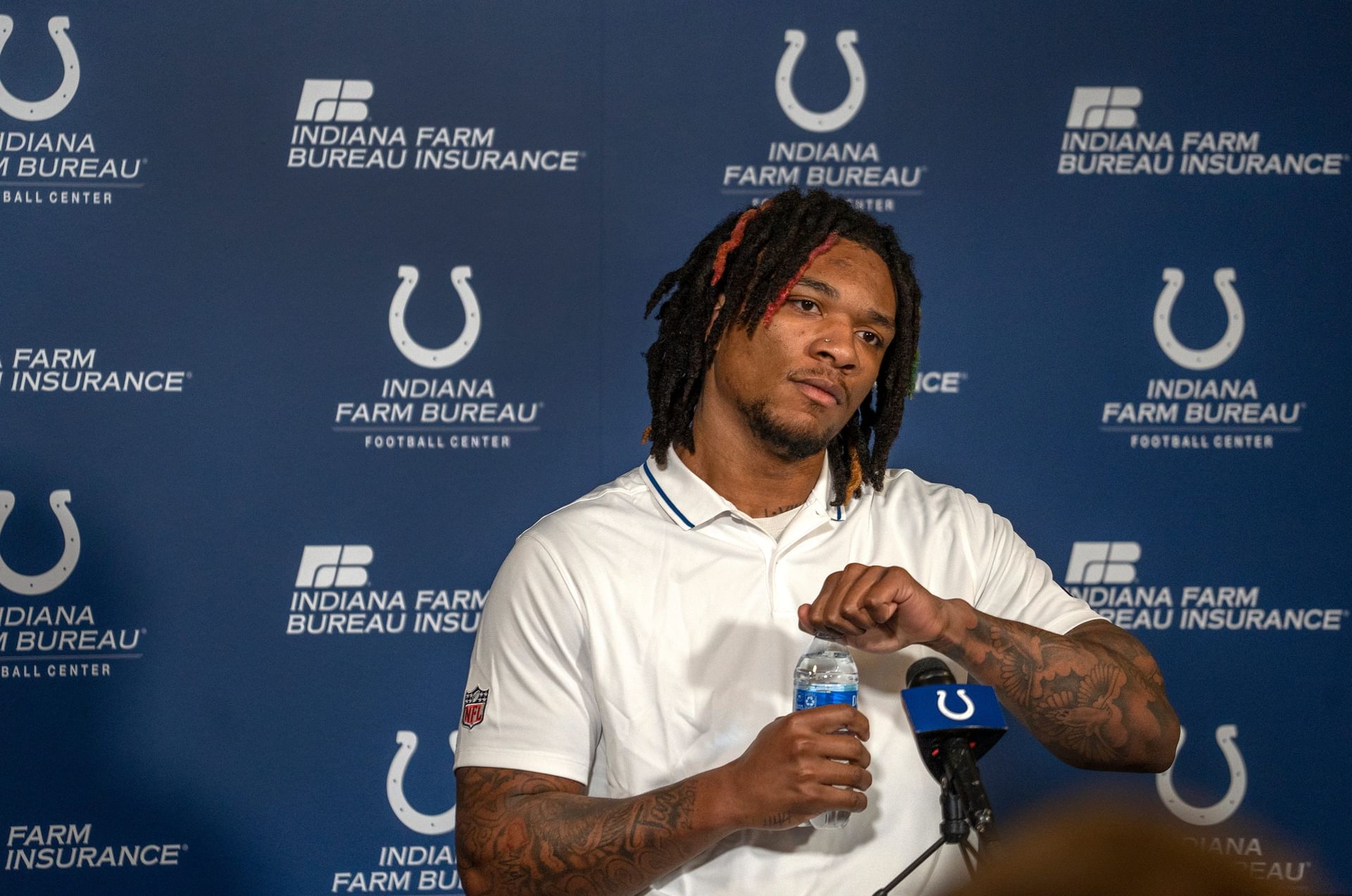 Anthony Richardson takes questions at a press conference