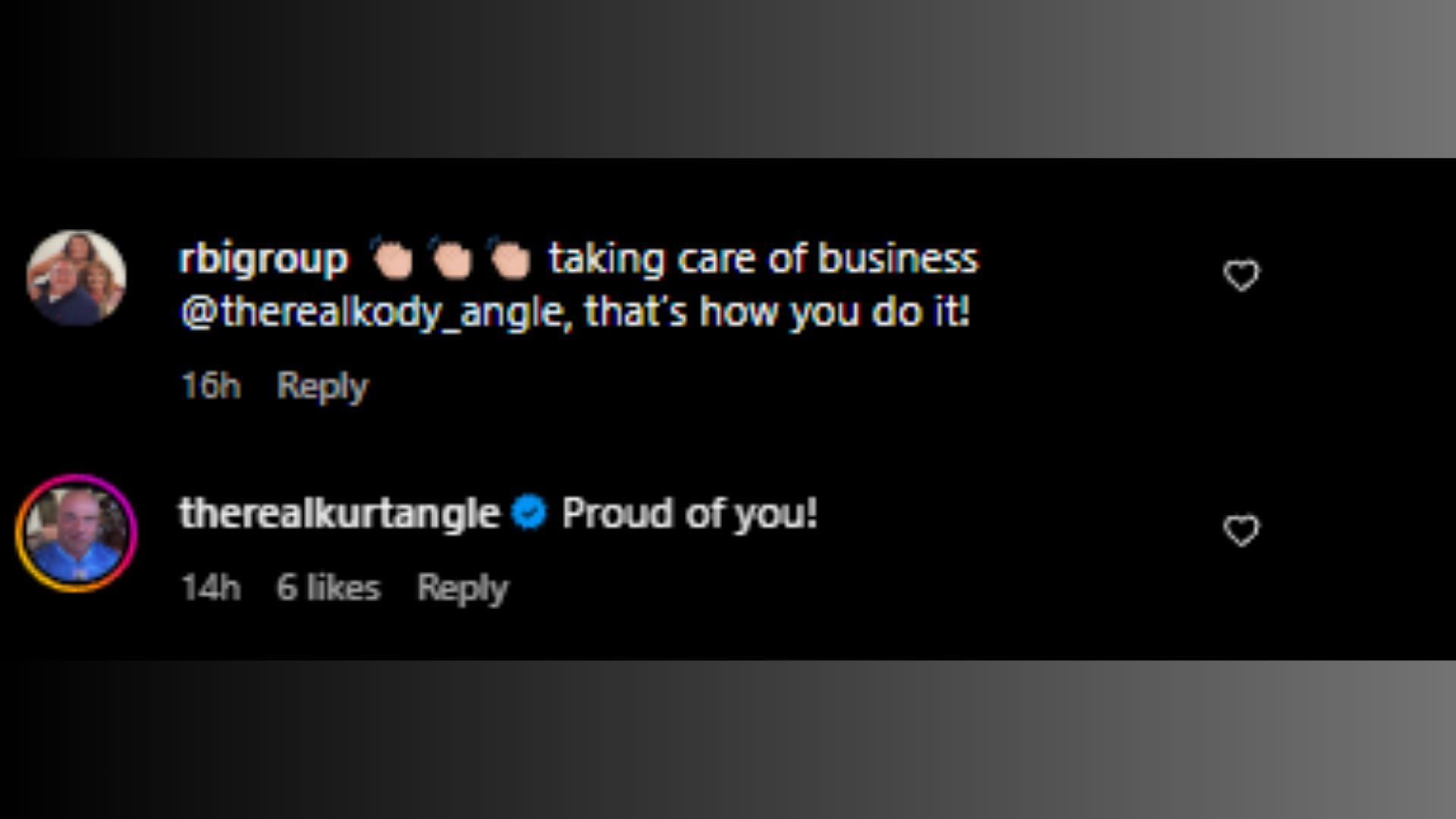 Kurt Angle left a comment in the video