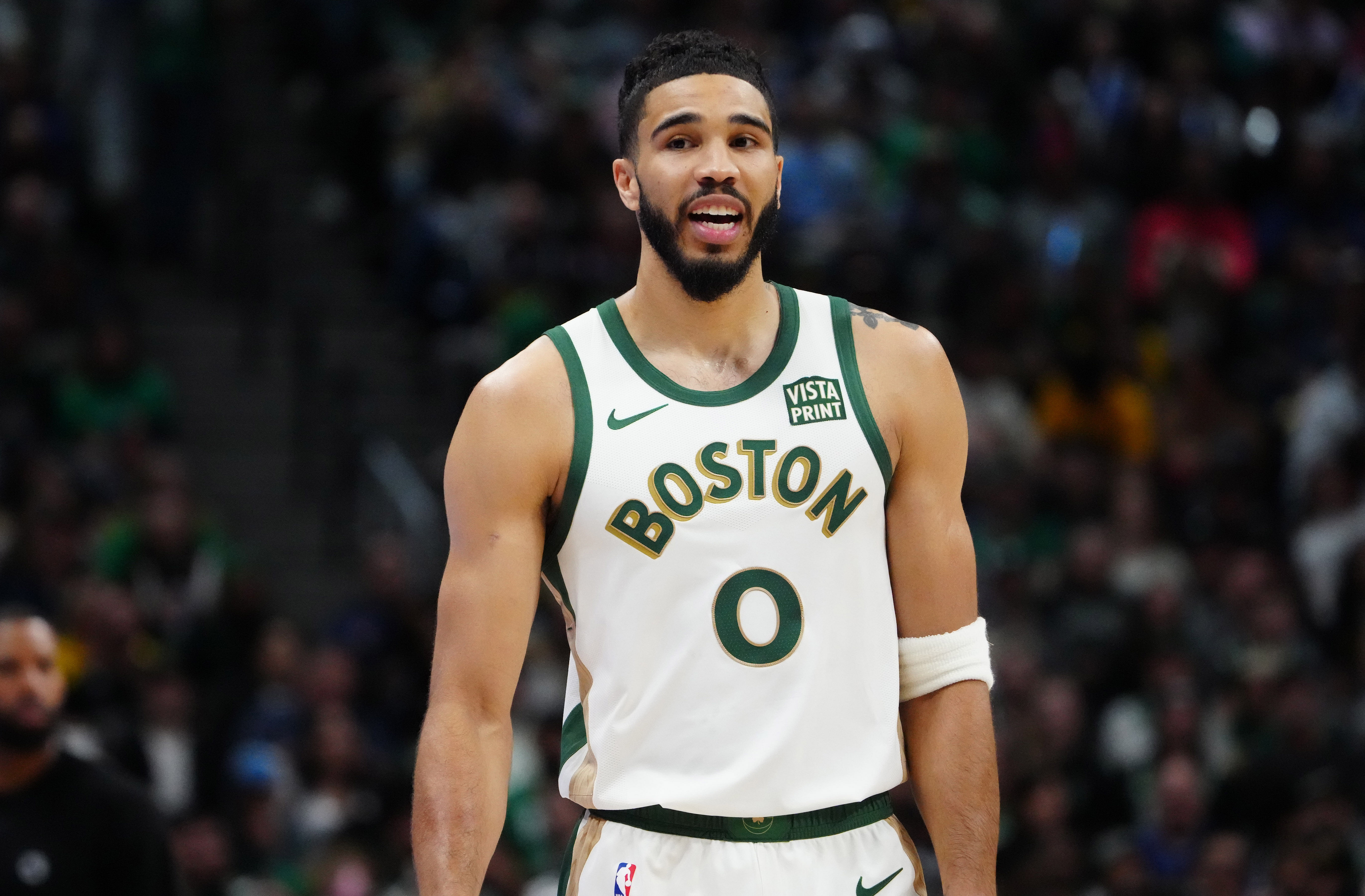 Jayson Tatum reacts to Game 2 loss