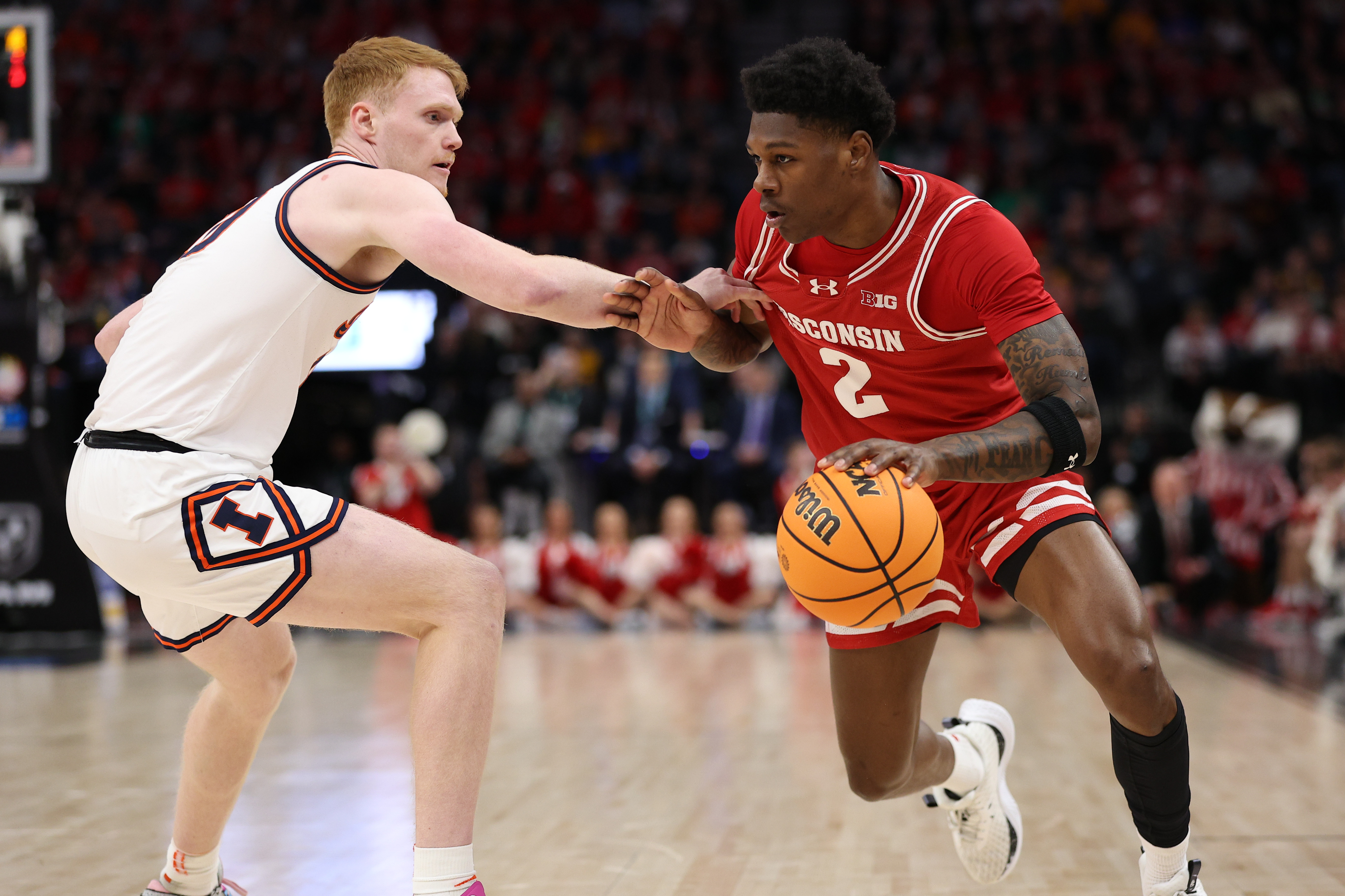 AJ Storr plays for his third team in three seasons with Kansas. He previously played for St. John's and Wisconsin.