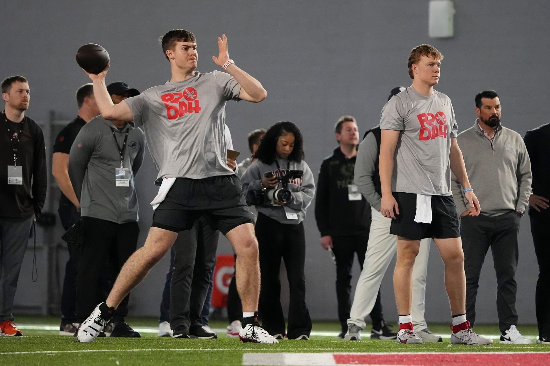 Ohio State quarterbacks Devin Brown and Will Howard