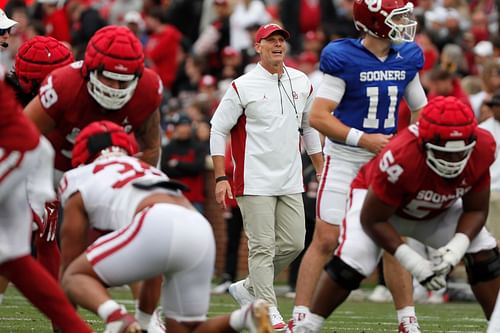 Syndication: The Oklahoman: Oklahoma coach Brent Venables watches during a University of Oklahoma (OU) Sooners spring football game at Gaylord Family-Oklahoma Memorial Stadium in Norman, Okla., Saturday, April 20, 2024.